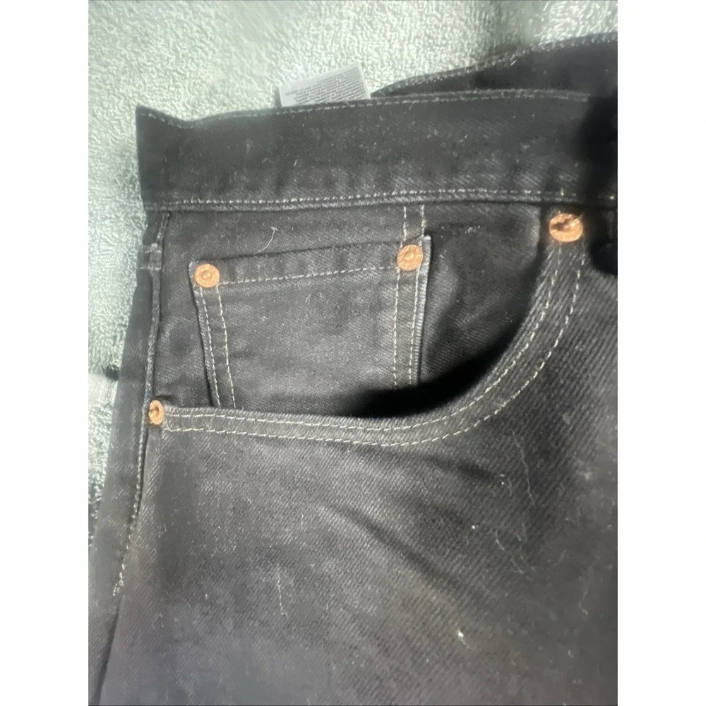 Levi's 501 XX Distressed Jean 46x32 BlackDenim Button Wide Leg Fly Wash Work Y2K